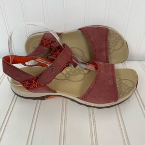Merrell Hibiscus Port Sandals Women's 9 Red Leather Comfort‎ Walking